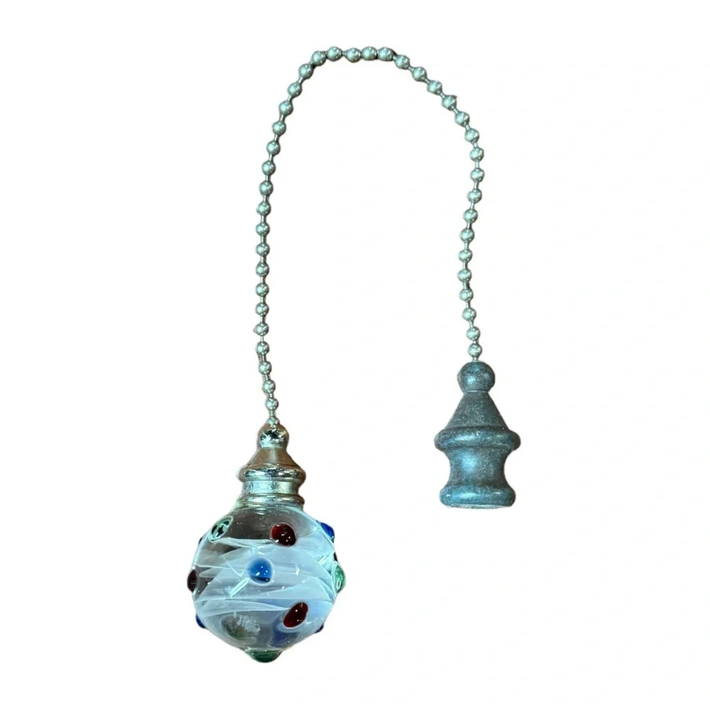 Multicolor Dotted Decorative Glass Orb Pull Chain for Ceiling Fans and Lights